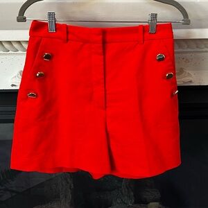 NWOT!!! Zara Vibrant Orange Women's High Waist Shorts with Metallic Accents
